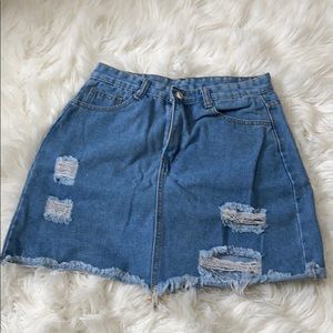Blue jean skirt (distressed) size medium